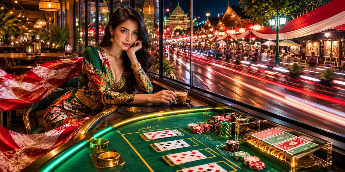 Meja baccarat live casino dengan minuman kopi khas Vietnam di samping layar permainan