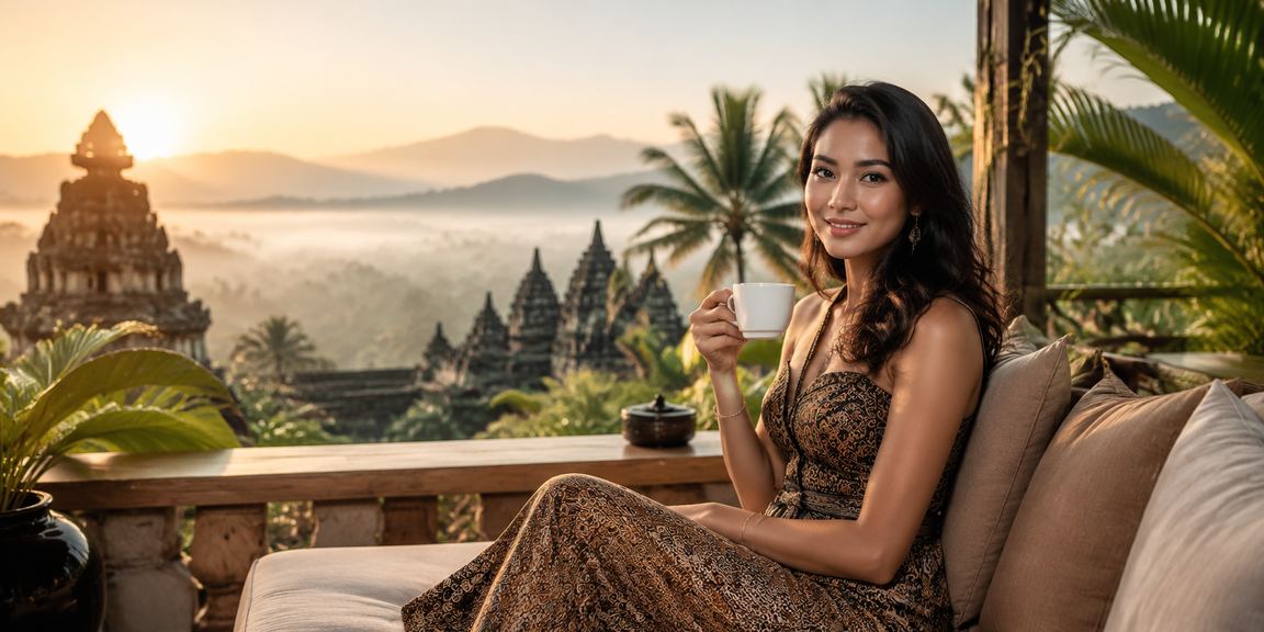 Seseorang menikmati kopi sambil memantau data hiburan dan statistik di layar