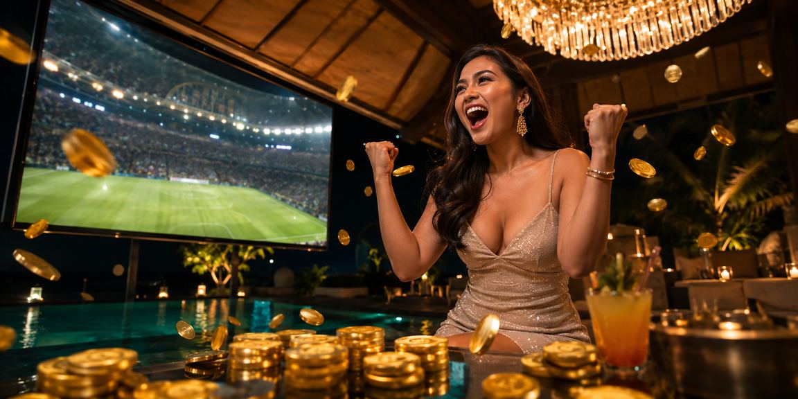 Model Vietnam di depan layar esports dengan tampilan taruhan online