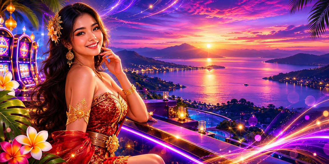 Tampilan permainan slot neon dengan animasi cahaya warna-warni di layar